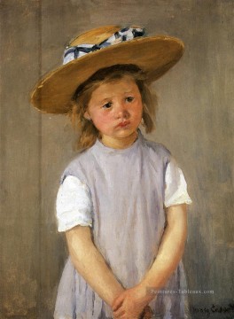  enfant - Enfant dans un chapeau de paille mères des enfants Mary Cassatt